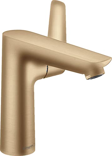 hansgrohe Wasserhahn Talis E (wassersparende Armatur mit Auslauf Höhe 150mm und Zugstangen-Ablaufgarnitur) Brushed Bronze von hansgrohe