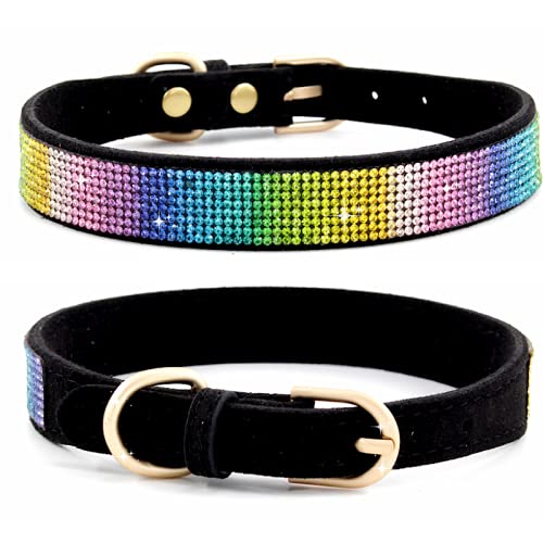 Haoyueer Strass-Hundehalsband, niedlich, schillernd, funkelnd, weiches Wildleder, für Hunde und Katzen, Strass, Kristall, Diamant, Haustier, Welpenhalsband (XXS, Schwarz-2) von haoyueer