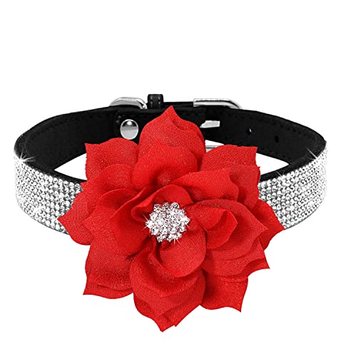 Haoyueer Strass-Hundehalsband, niedlich, schillernd, funkelnd, weiches Wildleder, für Hunde und Katzen, Strass, Kristall, Diamant, Haustier, Welpenhalsband (S, Schwarz-6) von haoyueer