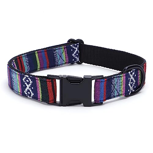 haoyueer Mehrfarbiges gestreiftes Hundehalsband, weich, verstellbar, mit Metallschnalle für kleine, mittelgroße und große Hunde, perfektes Haustierhalsband, Geschenk (S, Schwarz) von haoyueer