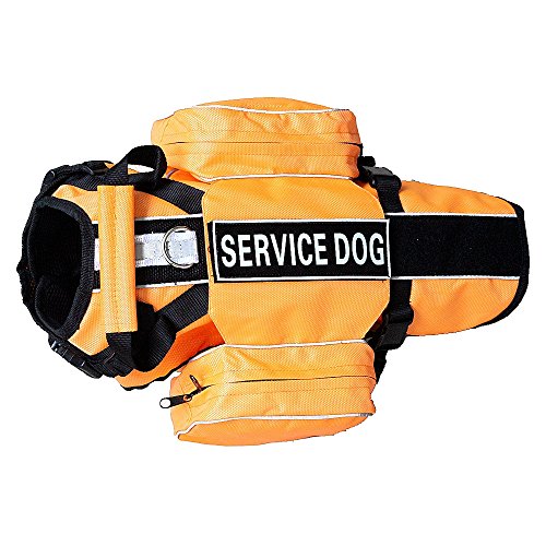 haoyueer SERVICE Hunde-Rucksack mit abnehmbaren Satteltaschen mit Label-Patches (S passend für 40,6–50,8 cm, Orange) von haoyueer