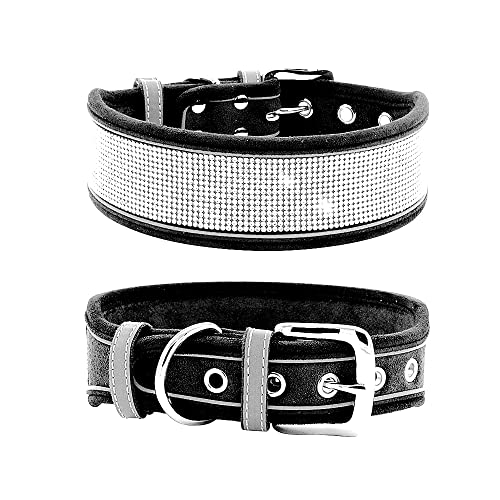 haoyueer Strass-Hundehalsband, glitzernd, weiches Wildleder, reflektierend, großes Hundehalsband, Kristall-Diamant-Halsband für mittelgroße und große Hunde von haoyueer