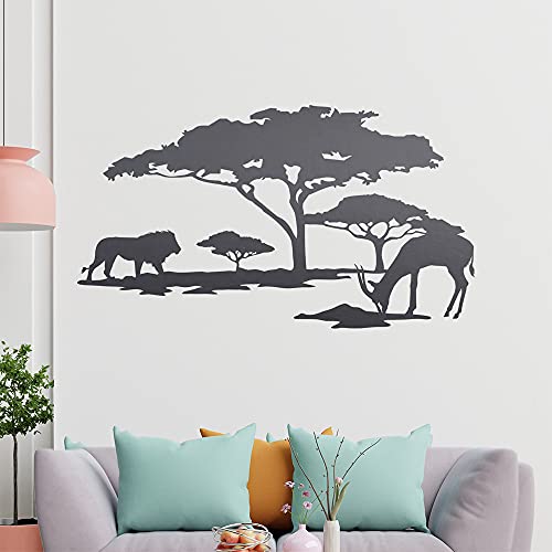 KIWISTAR Afrika Motiv Löwe u. Antilope Wandtattoo in 6 Größen - Wandaufkleber Wall Sticker - Dekoration, Küche, Wohnzimmer, Schlafzimmer, Badezimmer von hauptsachebeklebt