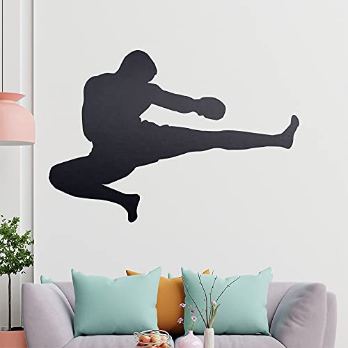 KIWISTAR Kickboxer Silhouette springend Kick Wandtattoo in 6 Größen - Wandaufkleber Wall Sticker - Dekoration, Küche, Wohnzimmer, Schlafzimmer, Badezimmer von hauptsachebeklebt