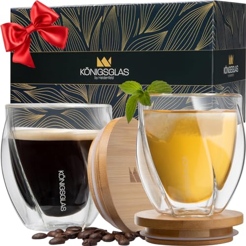 heidenfeld Original Königsglas Swing doppelwandige Gläser Set (2x 250 ml) - Latte Macchiato Gläser - Design Premium Glas - Cocktailgläser - Kaffe & Cappuccino Tassen - Teegläser Set - Thermogläser von heidenfeld