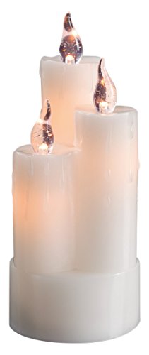 hellum LED Wachskerzen Kombination, Ø 8cm x 20cm hoch, weiße LED Kerzen mit flackernde Flamme, Kerzen mit batterien (2xAA nicht inkl.), LED Weihnachtsbeleuchtung LED Deko, Echtwachs LED Kerze 571936 von hellum