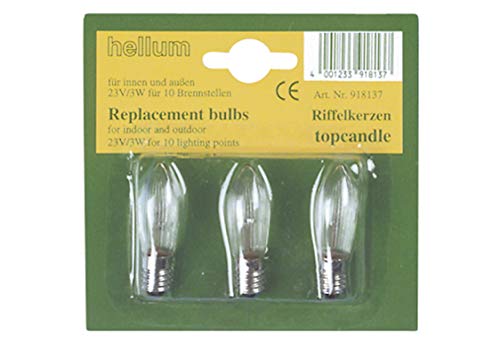 Hellum 918137 Riffelkerze 3 Stück, 23 Volt, 3 Watt, klar, Sockel E10 von hellum