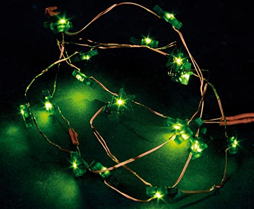 hellum LED Kupfer-Lichterkette, Tannenbaum, 20 grüne LEDs, 100 cm Lichtlänge, Kabelfarbe Kupfer, Indoor, batteriebetrieben (2AA), 570847 von hellum