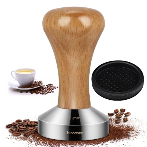 Espresso Tamper, hicoosee 51mm Kaffee Tamper aus Edelstahl Espresso Stempel für Kaffeemaschine Siebträger von hicoosee