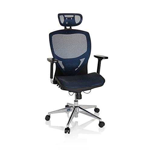 hjh OFFICE 657010 Profi Bürostuhl Venus ONE Netzstoff Schwarz/Blau ergonomischer Drehstuhl, Rückenlehne höhenverstellbar von hjh OFFICE