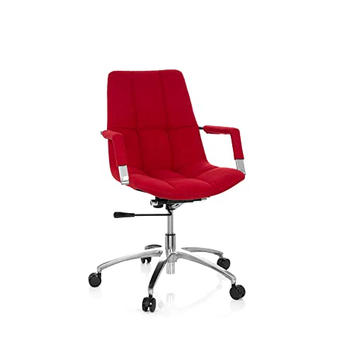 hjh OFFICE 670913 Schreibtischstuhl SARANTO Stoff Rot Bürostuhl mit Armlehnen im Retro-Design, höhenverstellbar von hjh OFFICE