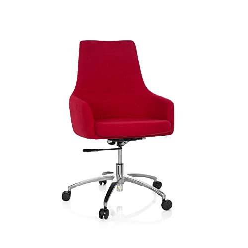 hjh OFFICE 670923 Design Drehsessel Shake 100 Stoff Rot Büro Drehstuhl höhenverstellbar mit Rollen, inkl. Kissen von hjh OFFICE