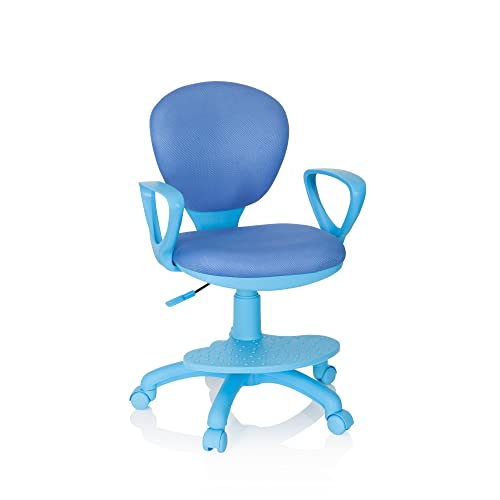 hjh OFFICE 670978 Kinderdrehstuhl Kid Colour Stoff Blau Schreibtischstuhl Kinder, Fußablage & Sitzfläche höhenverstellbar von hjh OFFICE