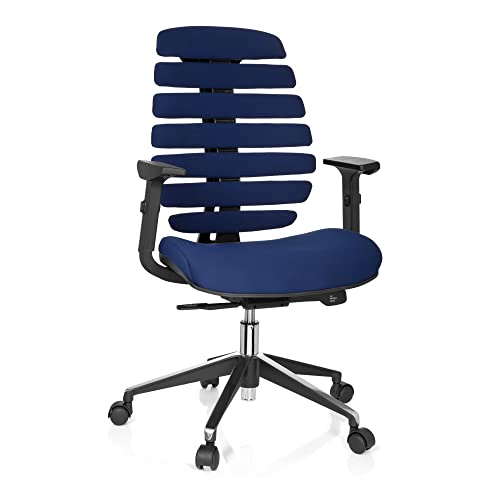 hjh OFFICE 714510 Profi Bürostuhl Ergo LINE II Stoff Blau, ergonomischer Drehstuhl, GS geprüft, TÜV Süd nach DIN EN 1335-1, 1335-2 von hjh OFFICE