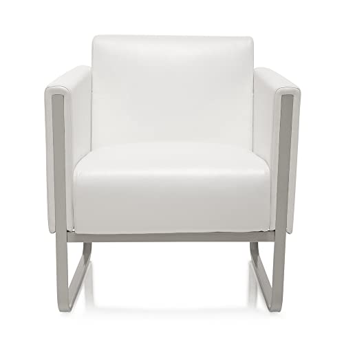 hjh OFFICE Lounge-Sofa 1-Sitzer Aruba Kunstleder Polstersofa Couch modern mit Metallgestell, 78 x 67 x 71 cm, Weiß von hjh OFFICE