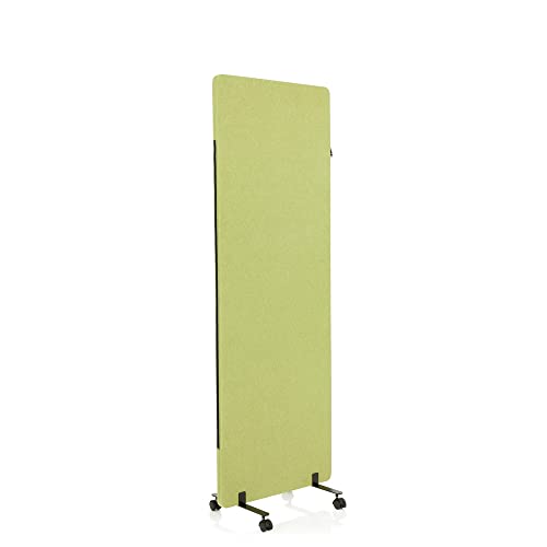 hjh OFFICE Mobile Akustik Trennwand einzeln 177 x 60 cm FLEXMIUT Stoff Grün Raumteiler Mittelpanel mit Rollen & Gleiter 891005 von hjh OFFICE