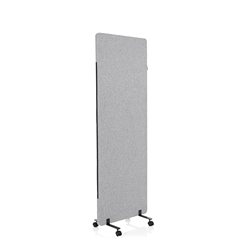 hjh OFFICE Mobile Akustik Trennwand einzeln 177 x 60 cm FLEXMIUT Stoff Hellgrau Raumteiler Mittelpanel mit Rollen & Gleiter 891004 von hjh OFFICE