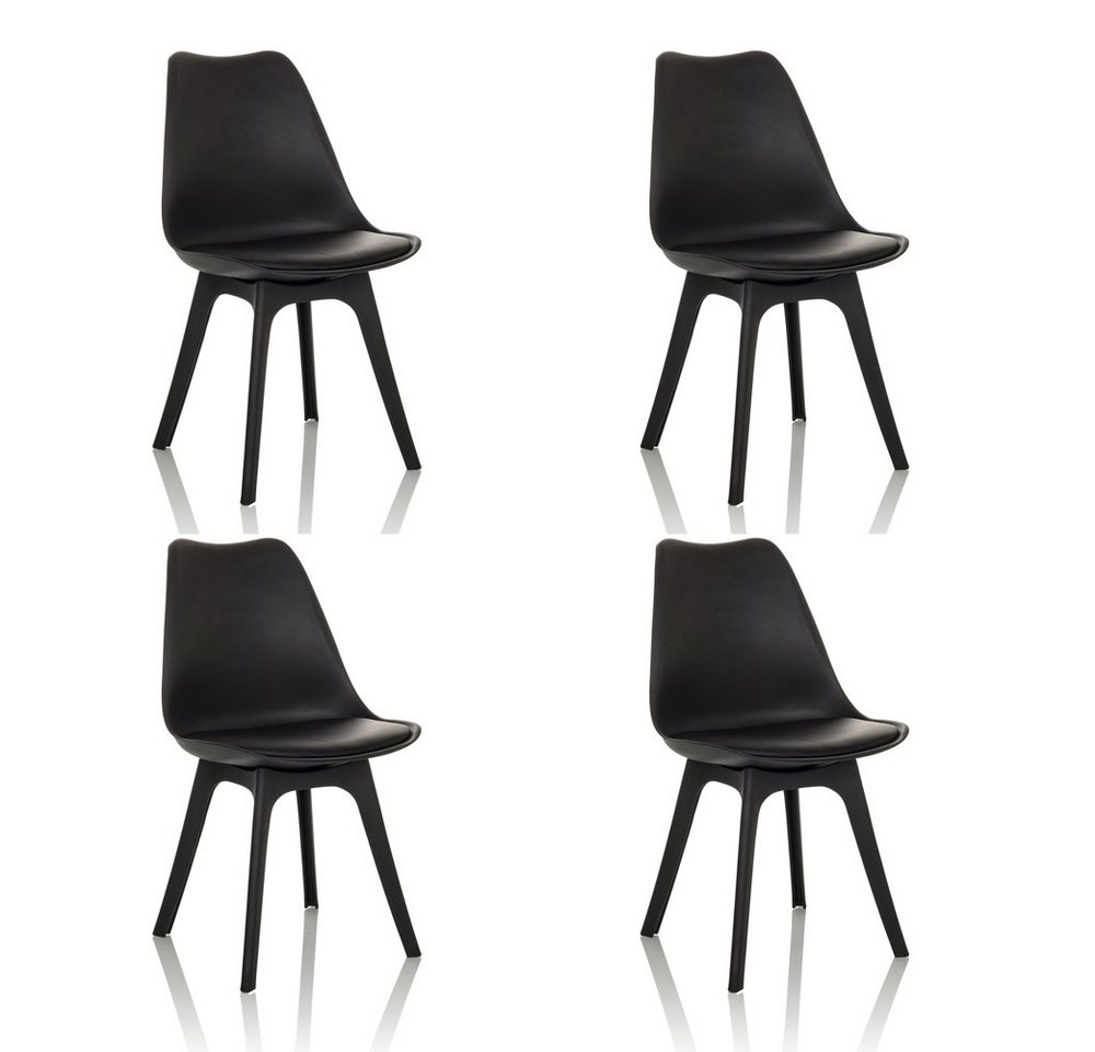 hjh OFFICE Schalenstuhl Schalenstuhl 4er Pack SCANDI P Kunststoff (4er Set), Esszimmerstuhl, Stuhl im skandinavischen Design, PU Sitzkissen von hjh OFFICE