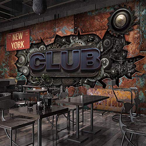 Fototapete 3D Fototapete 3D Retro Industrial Style Schwermetall Element Mechanische Ausrüstung Wallpaper Bar Internet Cafe Ktv Internet Cafe Hintergrundbild-430Cmx300Cm von hmmsw