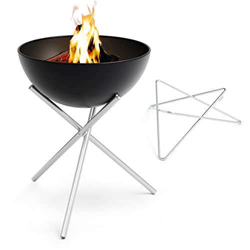 höfats - Bowl 70 Feuerset Flex mit Sternfuß und Dreibein - raucharme Feuerstelle mit Plancha Grillplatte und Grillrost nutzbar - kippbarer Feuerkorb, Stahl emailliert – schwarz, Ø 70 cm von höfats