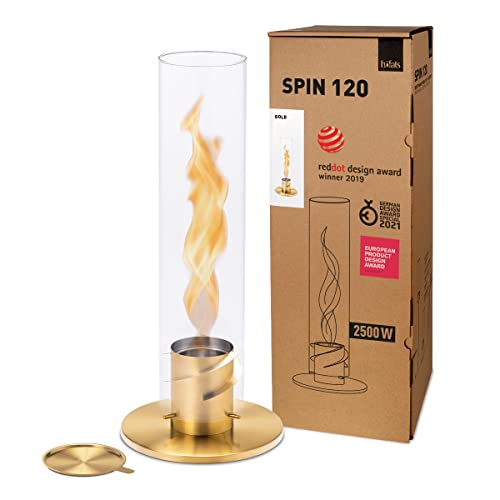 höfats - Spin 120 Gold - Tischkamin für Indoor und Outdoor - Tischfeuer, Windlicht, Gartenfackel und Bioethanolkamin aus Edelstahl von höfats