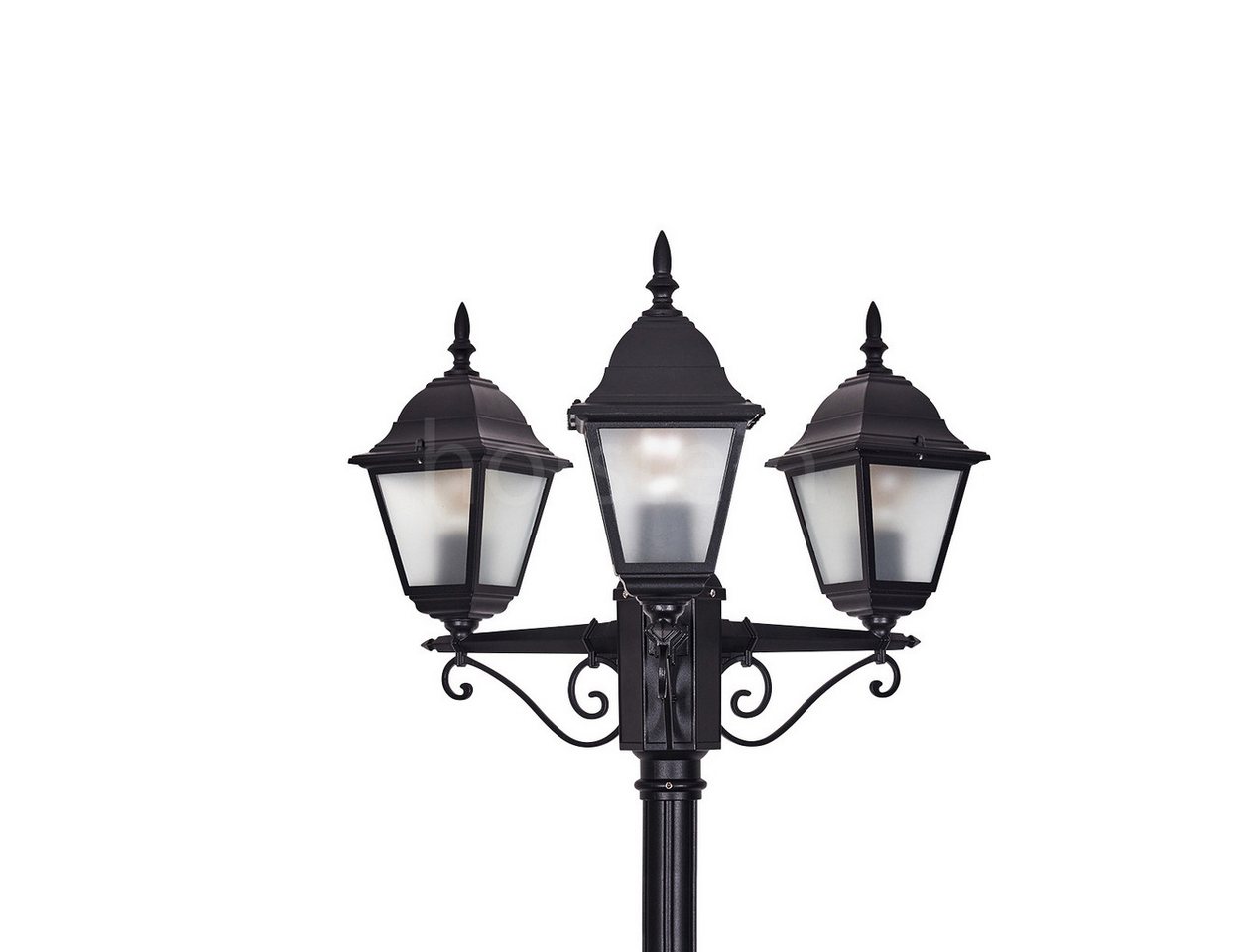 hofstein Außen-Stehlampe moderne Wegeleuchte aus Metall/Glas in Schwarz/Milchglas, ohne Leuchtmittel, Kandelaber, Gartenbeleuchtung IP44, 3x E27, ohne Leuchtmittel von hofstein