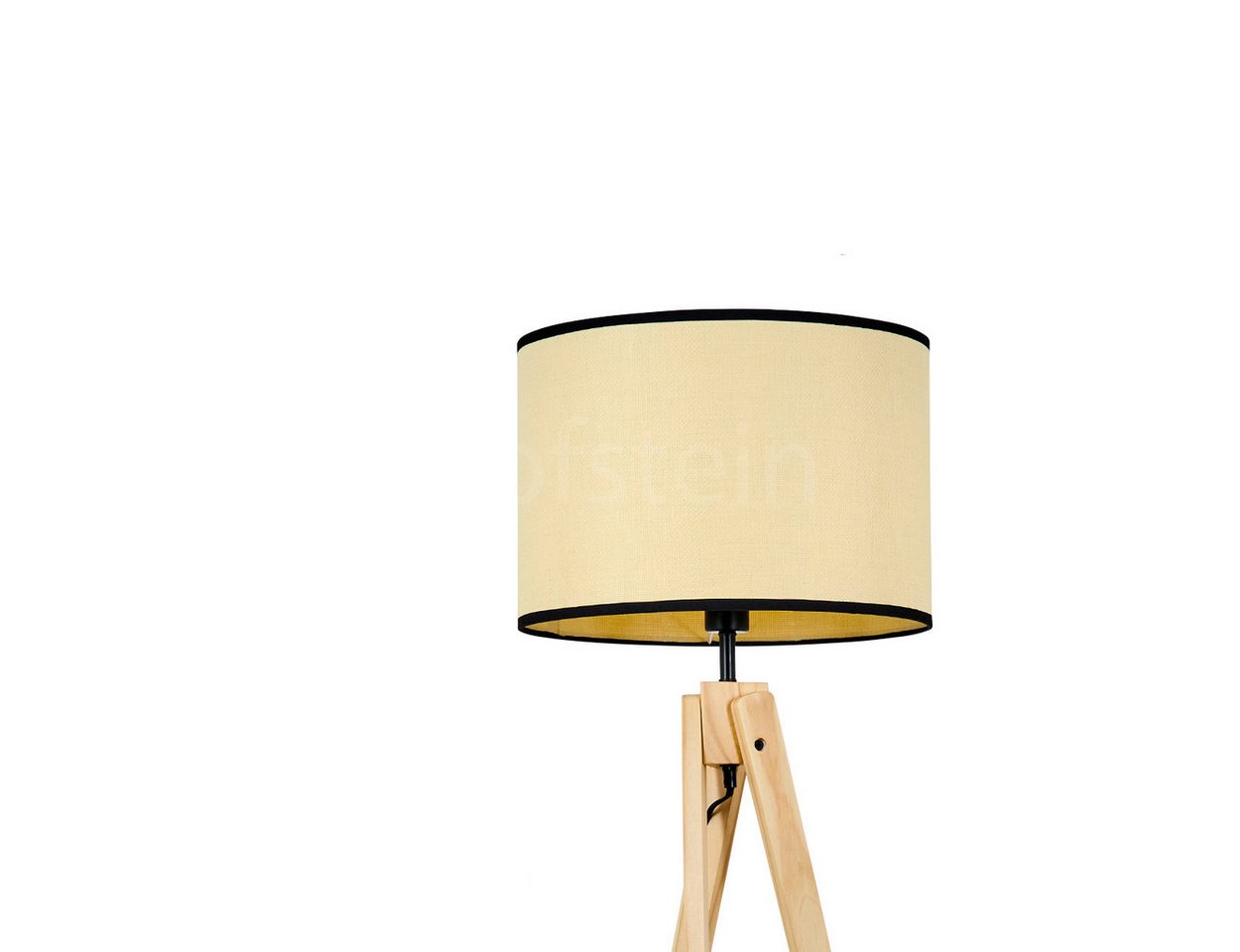 hofstein Stehlampe Stehlampe aus Holz/Papiergeflecht in Natur/Beige/Schwarz, ohne Leuchtmittel, mit rundem Schirm (40cm) u. Fußschalter, 1 x E27, ohne Leuchtmittel von hofstein