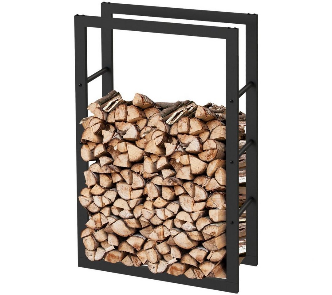 holz4home Kaminholzregal Brennholzregal Schwarz, 100x25x60cm, Ofenhandschuh von holz4home