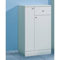 Badezimmer Standschrank in weiß mit weiß Hochglanz NEMI-66, B/H/T: ca. 50/85,4/33 cm