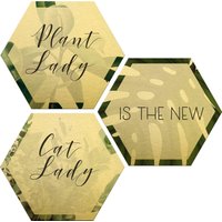 Wall-Art Metallbild "Plantlady is the new Catlady", Natur, (Set), Maße (B/H): 25/22 cm von Wall-Art