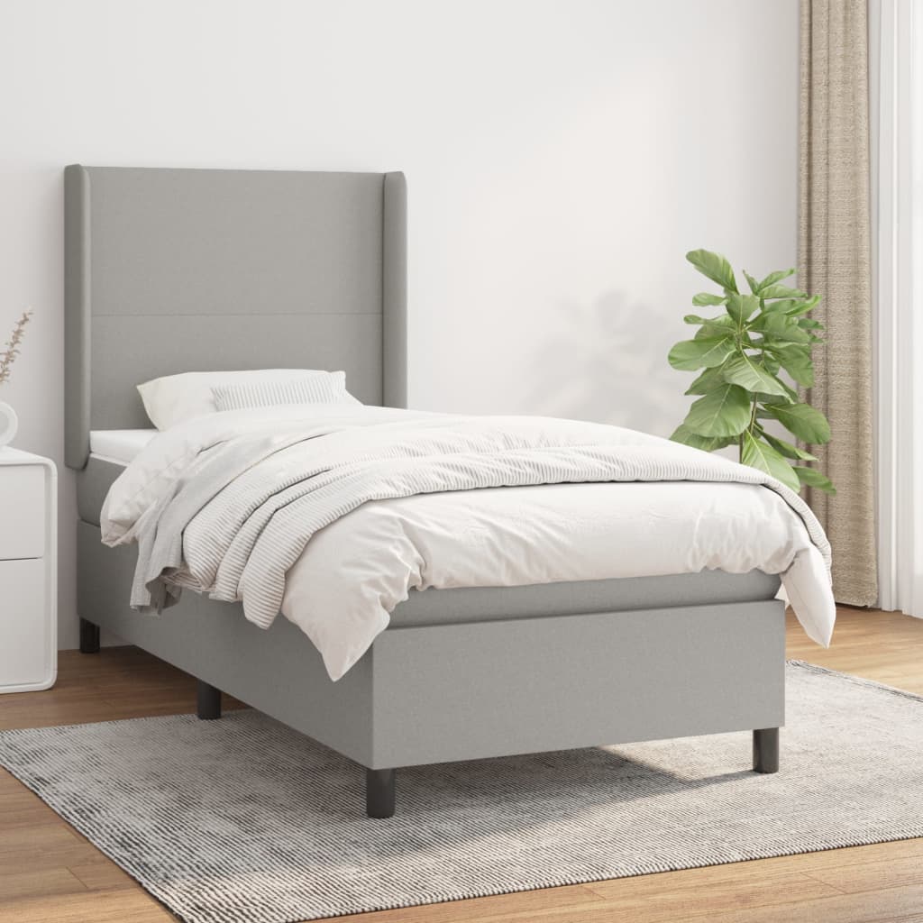 Boxspringbett mit Matratze Hellgrau 80x200 cm Stoff Dunkelgrau 160 x 200 cm Schlichtes Design Boxspringbett mit Matratze Hellgrau 80x200 cm Stoff Dunkelgrau 160 x 200 cm Schlichtes Design