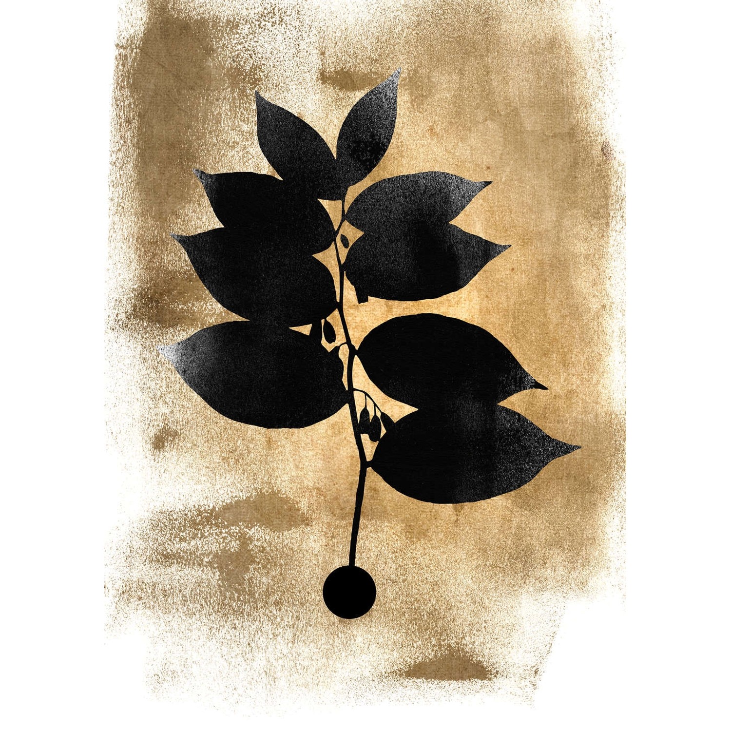 Fototapete Blume Blätter Abstrakt Schwarz Gold Weiß 2,00 m x 2,80 m FSC® von -
