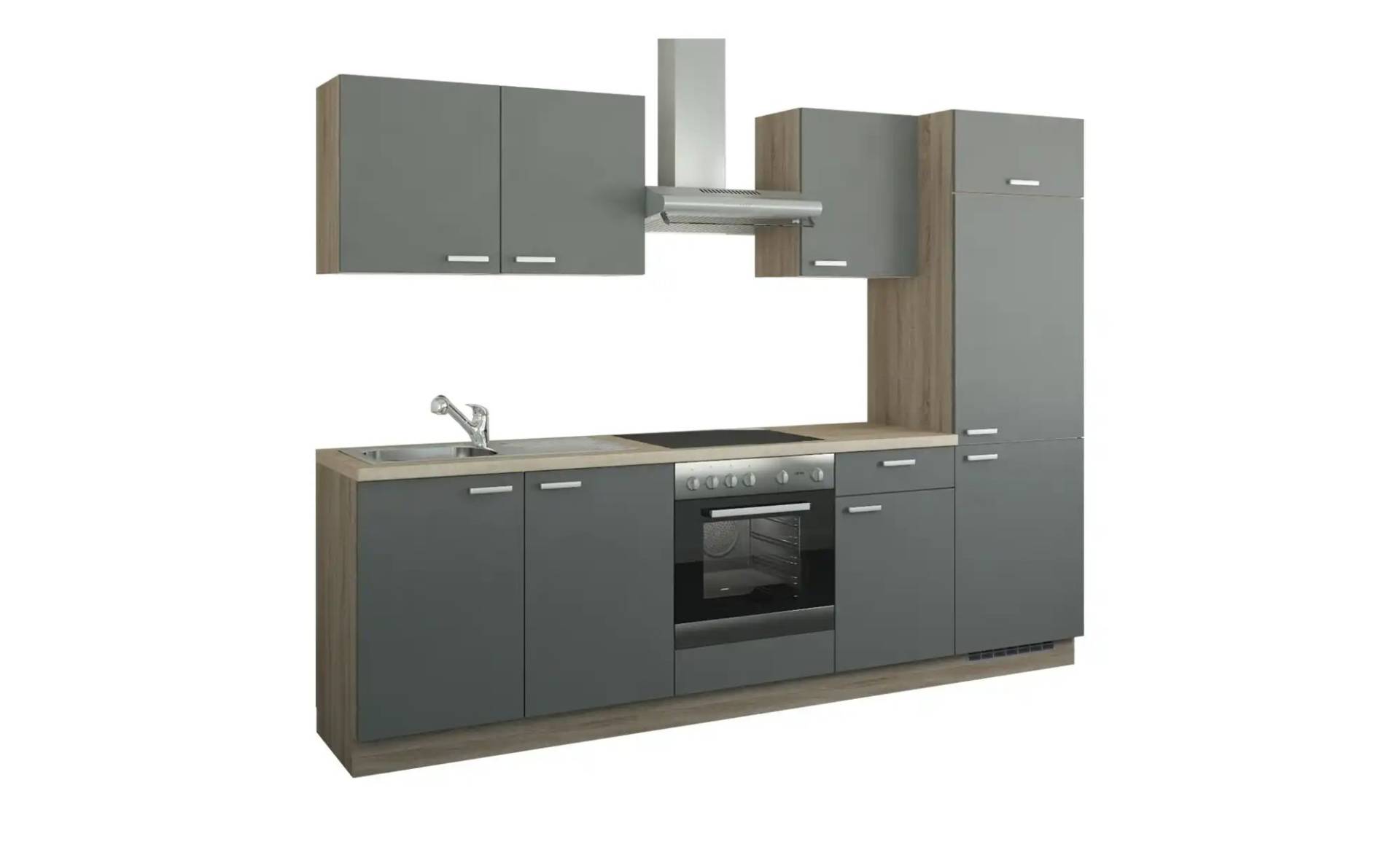 Küchenzeile mit Elektrogeräten ¦ grau ¦ Maße (cm): B: 270 Küchen > Küchenblöcke mit E-Geräten - Möbel Kraft