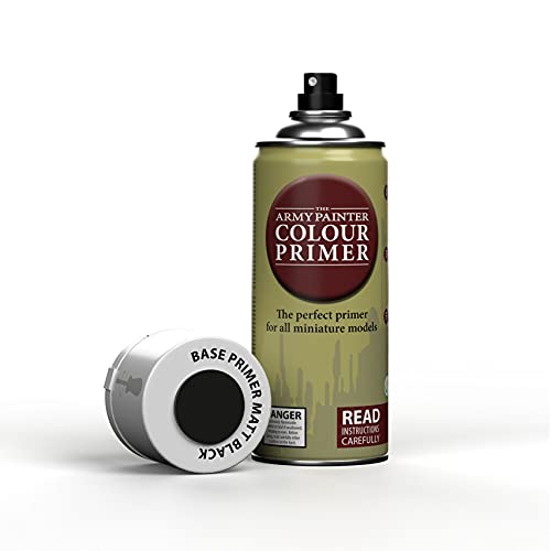 The Army Painter Colour Primer Matt Black 400 ml Grundierung Spray, Primer Spray, Acryllack Spray für Fantasy Model Spray Paint, Spray Paint Modellbau Farben von The Army Painter