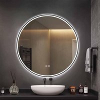 Meidom - Badspiegel Φ60cm Anti Fog 3 Farbe Doppelte Lichtleisten von MEIDOM