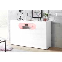 INOSIGN Sideboard "Real,Vitrine,Kommode,Schrank,Breite 130 cm komplett hochglanz lackiert", mit 3Türen davon 2 abgerundet, die ein ovales offenes Fach bilden von Inosign