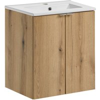 Waschtisch 50cm mit Keramik-Waschbecken, Eiche, NEWPORT-56-OAK