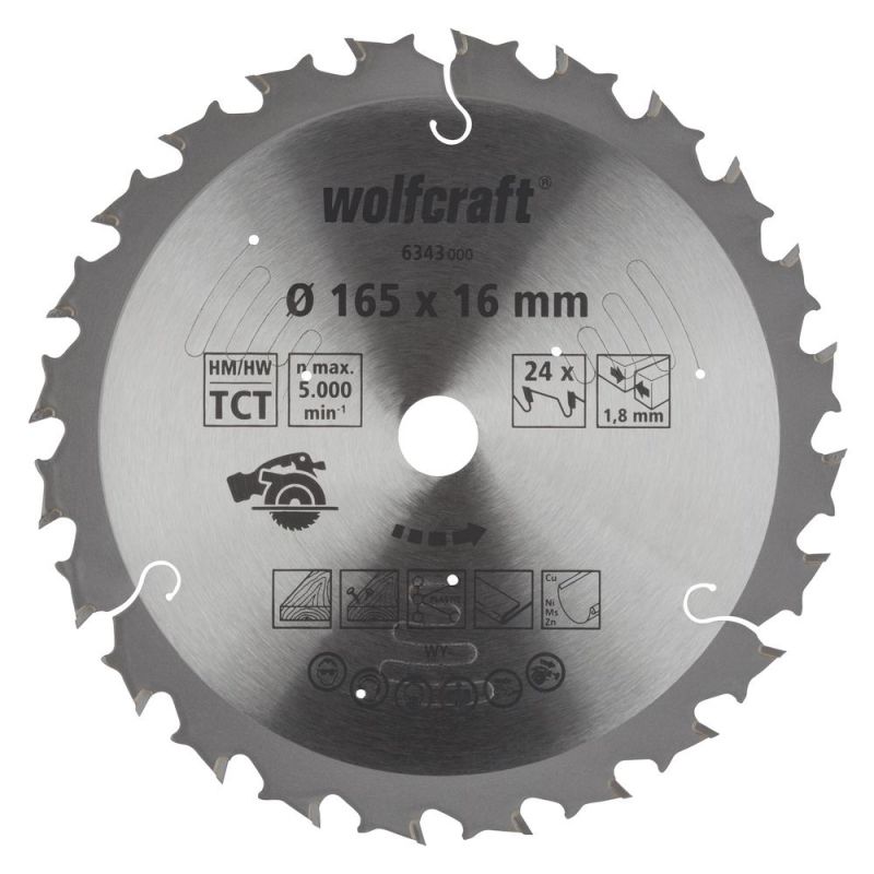 wolfcraft 1 Akku-Kreissägeblatt HM 24 Zähne ø165mm - 6343000 von wolfcraft