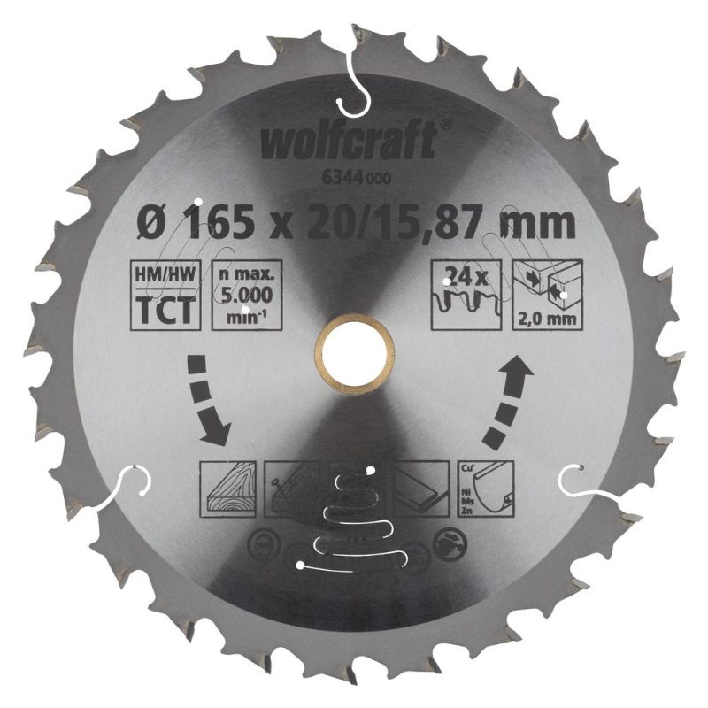 wolfcraft 1 Akku-Kreissägeblatt HM ø165x20/15,87 - 6344000 von wolfcraft