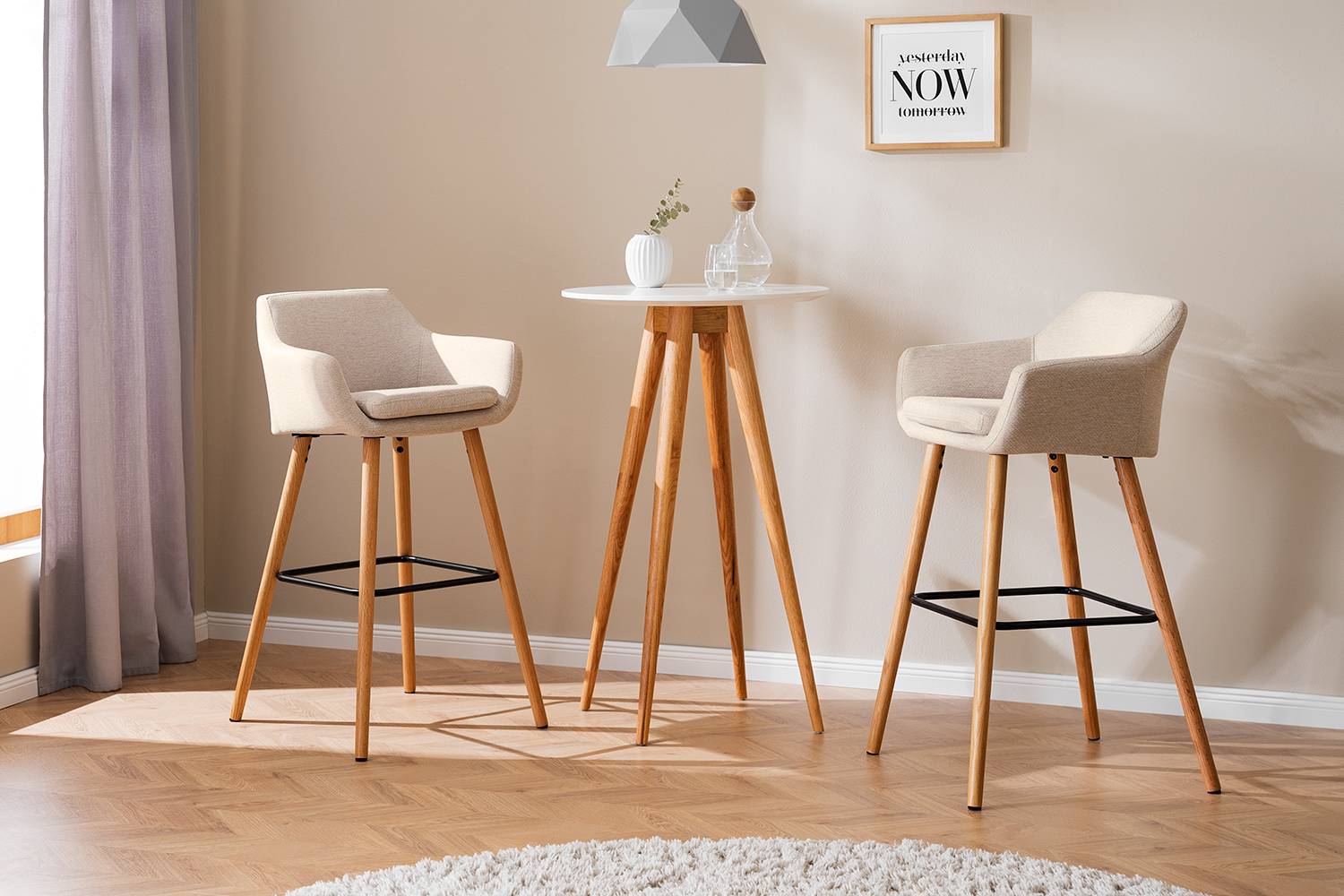 home24 Barstuhl 55 x 101 x 54cm 2er Set Webstoff Stefka: Beige home24 Barstuhl 55 x 101 x 54cm 2er Set Webstoff Stefka: Beige von home24