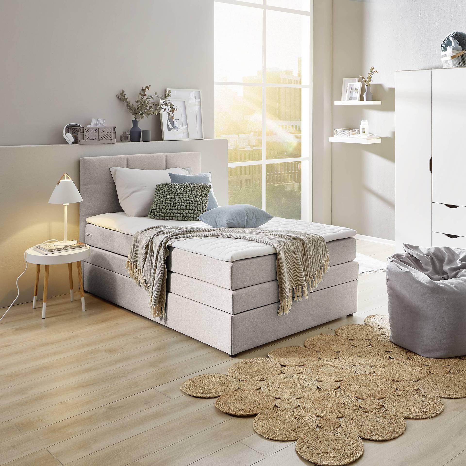 home24 Boxspringbett Padden 120 x 200cm Webstoff Voer Grau H4 home24 Boxspringbett Padden 120 x 200cm Webstoff Voer Grau H4 von home24