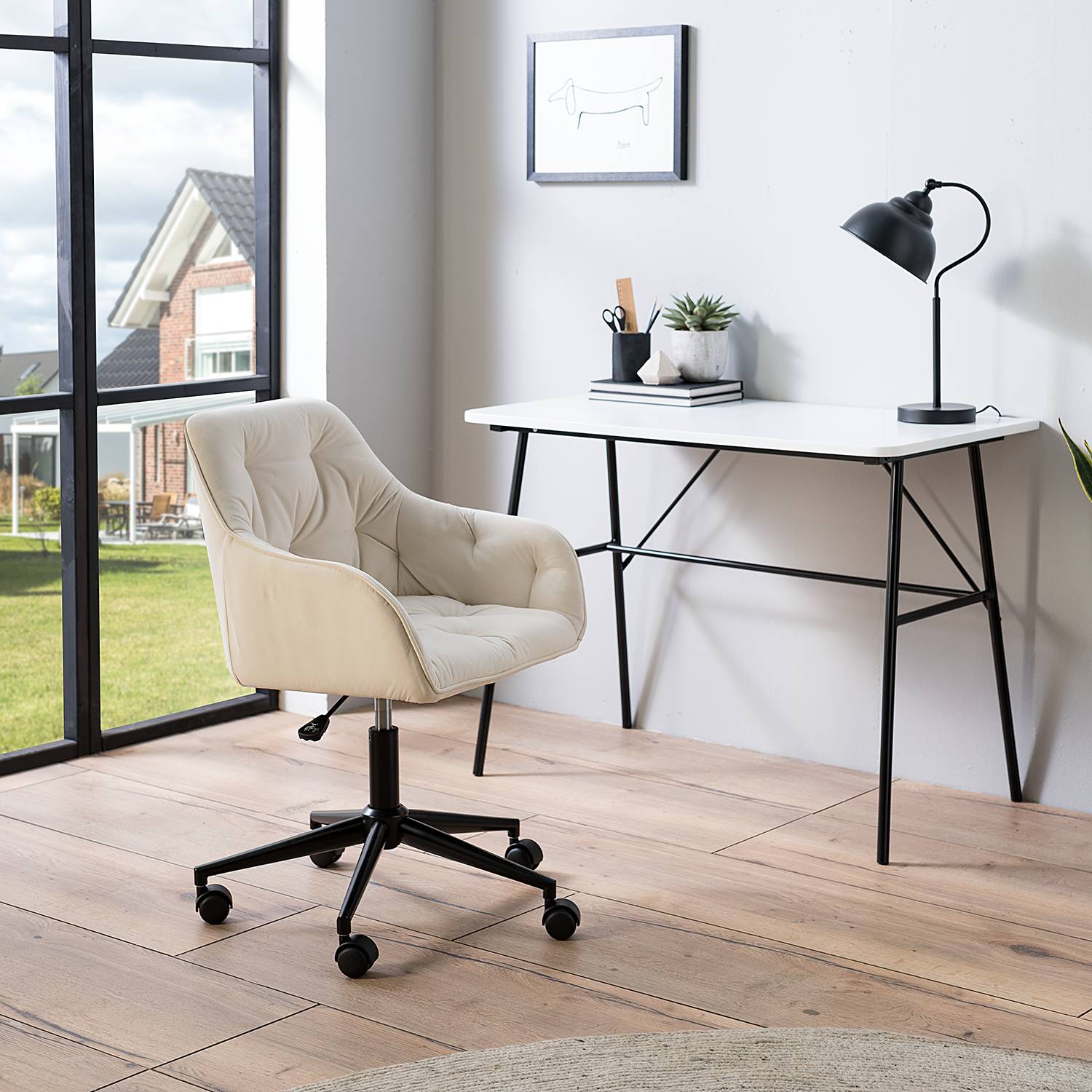home24 Bürostuhl TILLY 56 x 80 x 56cm Samt Vilda: Creme Beige/Beige home24 Bürostuhl TILLY 56 x 80 x 56cm Samt Vilda: Creme Beige/Beige von home24