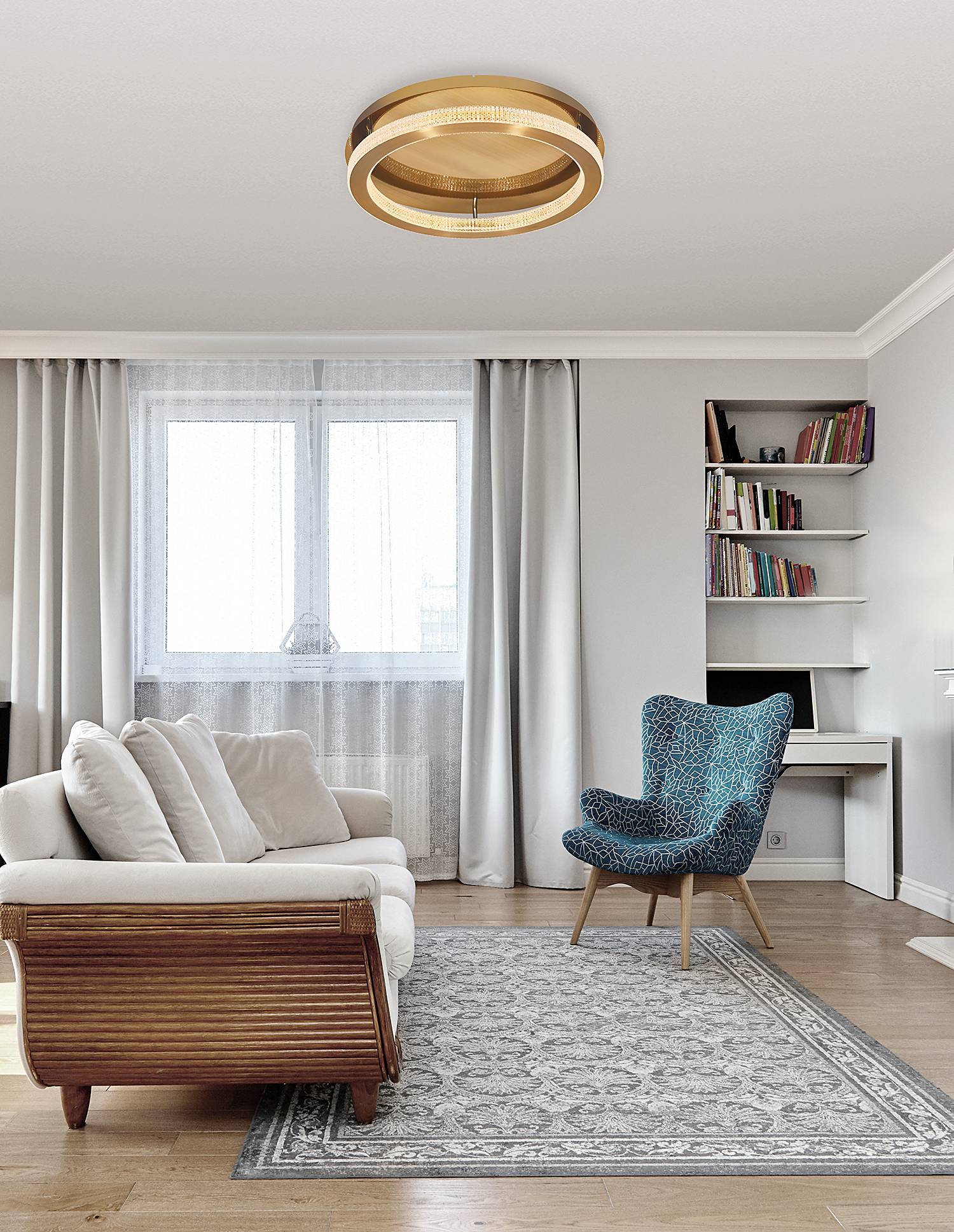 home24 Deckenleuchte Fiore Ø 40cm Gold/Gold Kabel ABS, Fassung ABS, Baldachin Aluminium, Gehäuse Leuchte Aluminium Nicht austauschbare LEDs home24 Deckenleuchte Fiore Ø 40cm Gold/Gold Kabel ABS, Fassung ABS, Baldachin Aluminium, Gehäuse Leuchte Aluminium Nicht austauschbare LEDs von home24