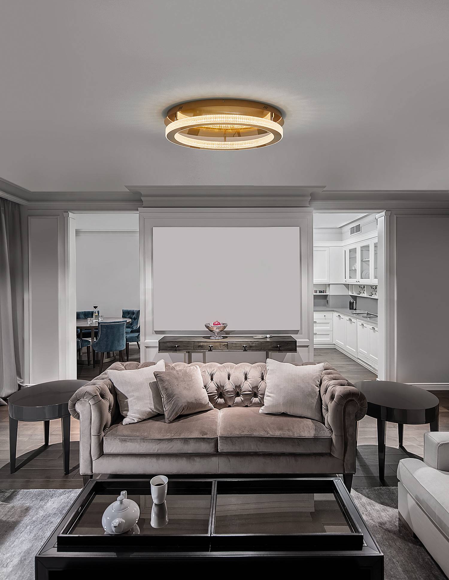 home24 Deckenleuchte Fiore Ø 60cm Gold/Gold Kabel ABS, Fassung ABS, Baldachin Aluminium, Gehäuse Leuchte Aluminium Nicht austauschbare LEDs home24 Deckenleuchte Fiore Ø 60cm Gold/Gold Kabel ABS, Fassung ABS, Baldachin Aluminium, Gehäuse Leuchte Aluminium Nicht austauschbare LEDs von home24