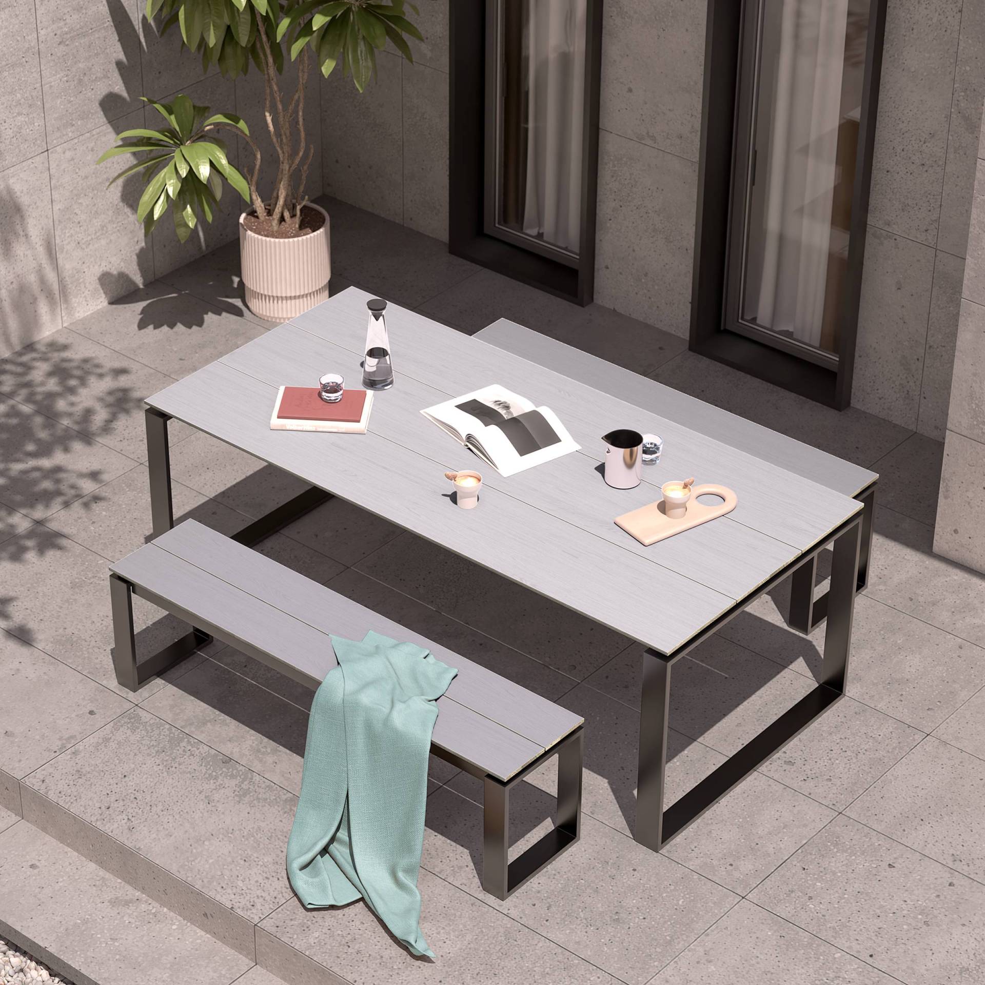 home24 Gartenbank Eila Gestell: Aluminium, pulverbeschichtet Sitzfläche: Kunststoff in Holzoptik Grau 160 x 44 x 36cm home24 Gartenbank Eila Gestell: Aluminium, pulverbeschichtet Sitzfläche: Kunststoff in Holzoptik Grau 160 x 44 x 36cm von home24