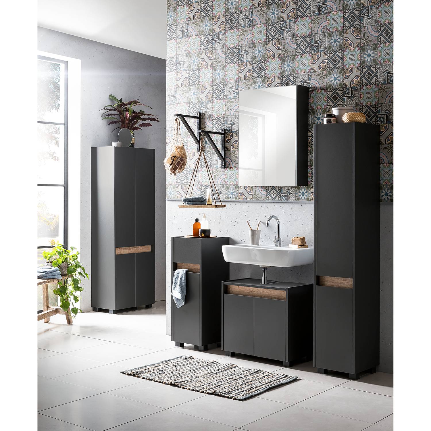home24 Hochschrank Cosmo 57cm Schwarz/Anthrazit home24 Hochschrank Cosmo 57cm Schwarz/Anthrazit von home24