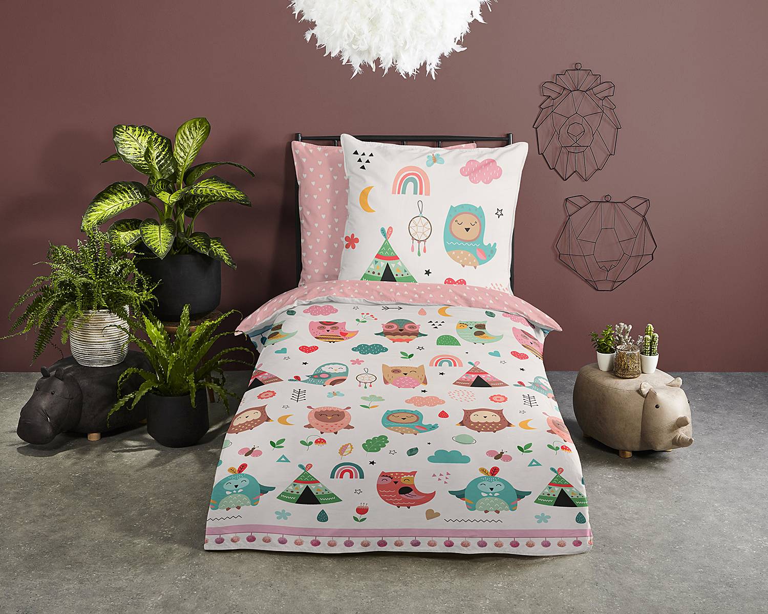 home24 Kinderbettwäsche Vögel 135 x 200 cm + Kissen 80 x 80 cm Pink/Multicolor/Pink home24 Kinderbettwäsche Vögel 135 x 200 cm + Kissen 80 x 80 cm Pink/Multicolor/Pink von home24