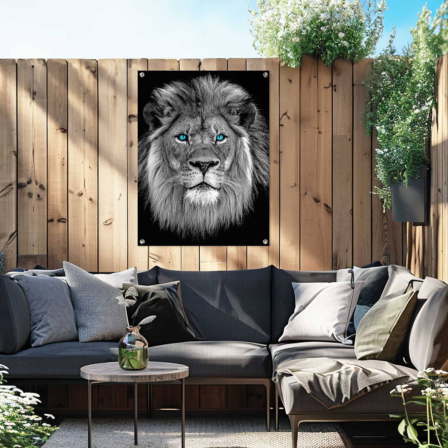 home24 Kunstdruck Löwe mit blaue Augen PVC Schwarz/Schwarz 60 x 80 x 0cm home24 Kunstdruck Löwe mit blaue Augen PVC Schwarz/Schwarz 60 x 80 x 0cm von home24
