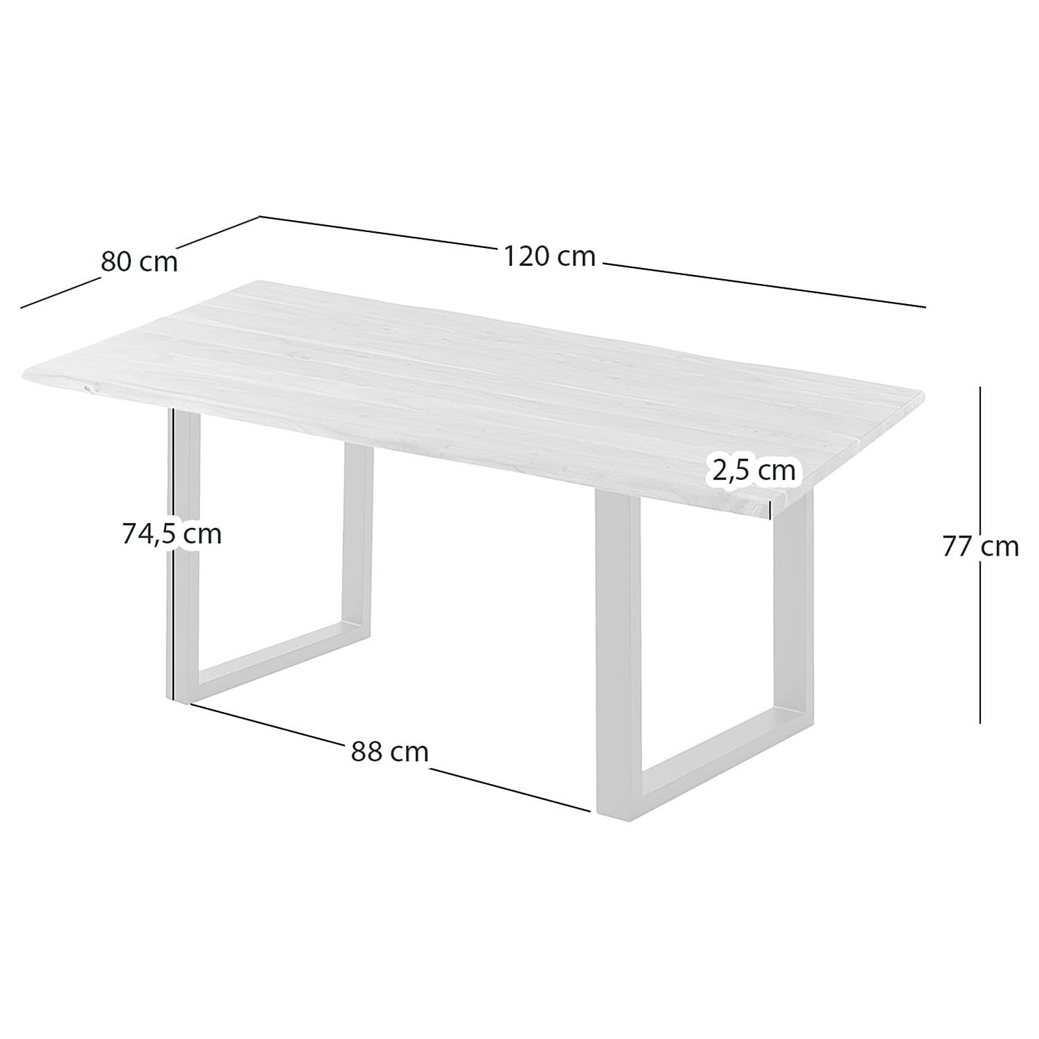 home24 Massiver Baumkanten-Esstisch 120 x 80cm Braun/Akazie Braun U-Form Vintage Metall home24 Massiver Baumkanten-Esstisch 120 x 80cm Braun/Akazie Braun U-Form Vintage Metall von home24