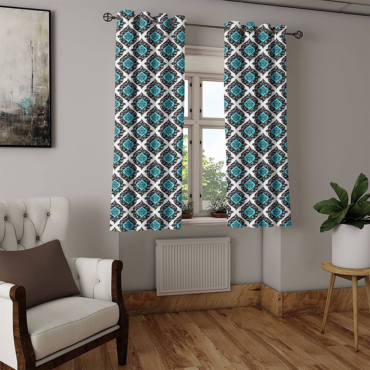 home24 Ösenvorhang Mandala Blumen 2er-Set 175cm Schwarz/Schwarz/Hellblau home24 Ösenvorhang Mandala Blumen 2er-Set 175cm Schwarz/Schwarz/Hellblau von home24
